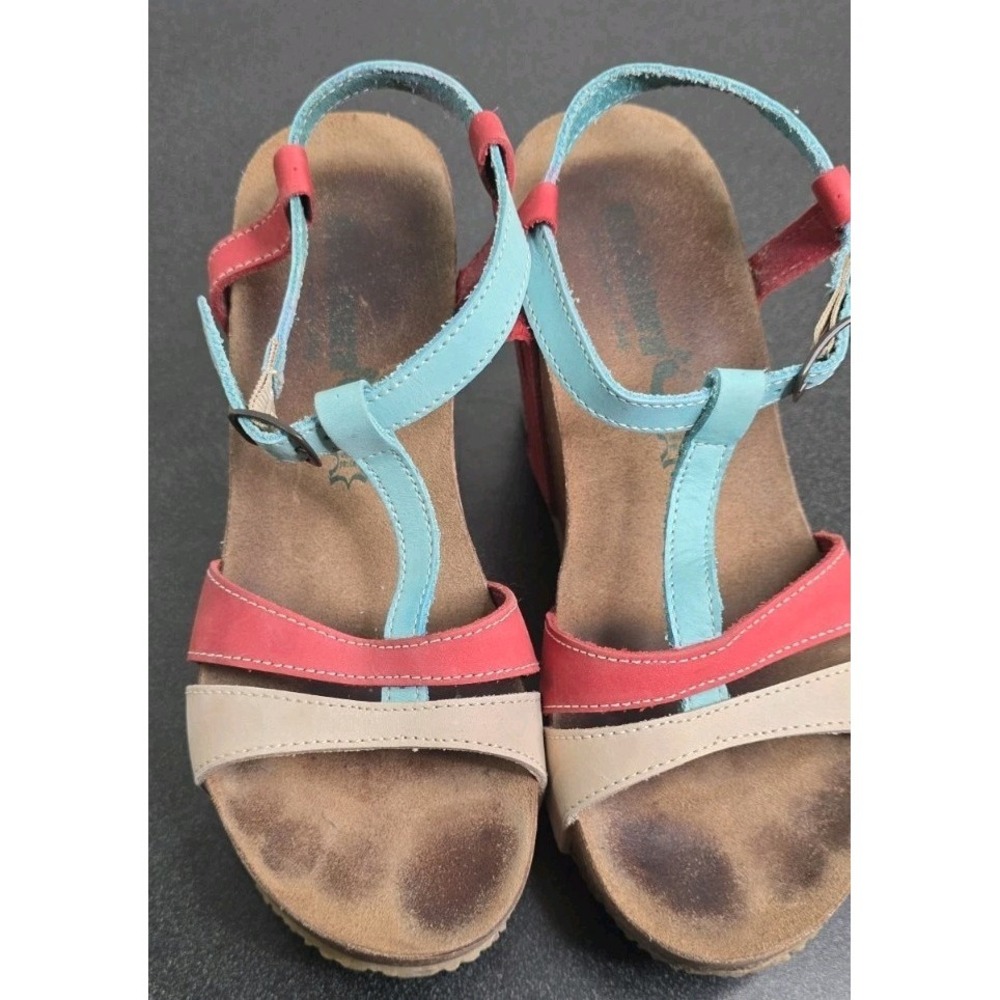 Bionatura Women 8 Slingback Brown Boho Platform Wedge Sandals Block Heels Beach